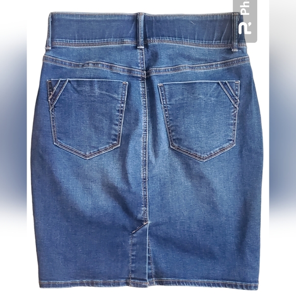 STRETCH JEAN BUTTON FLY SKIRT APT 9 SIZE 4 ABOVE KNEE - Picture 2 of 5